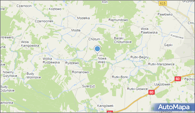 mapa Nowa Wieś, Nowa Wieś gmina Ciechanów na mapie Targeo